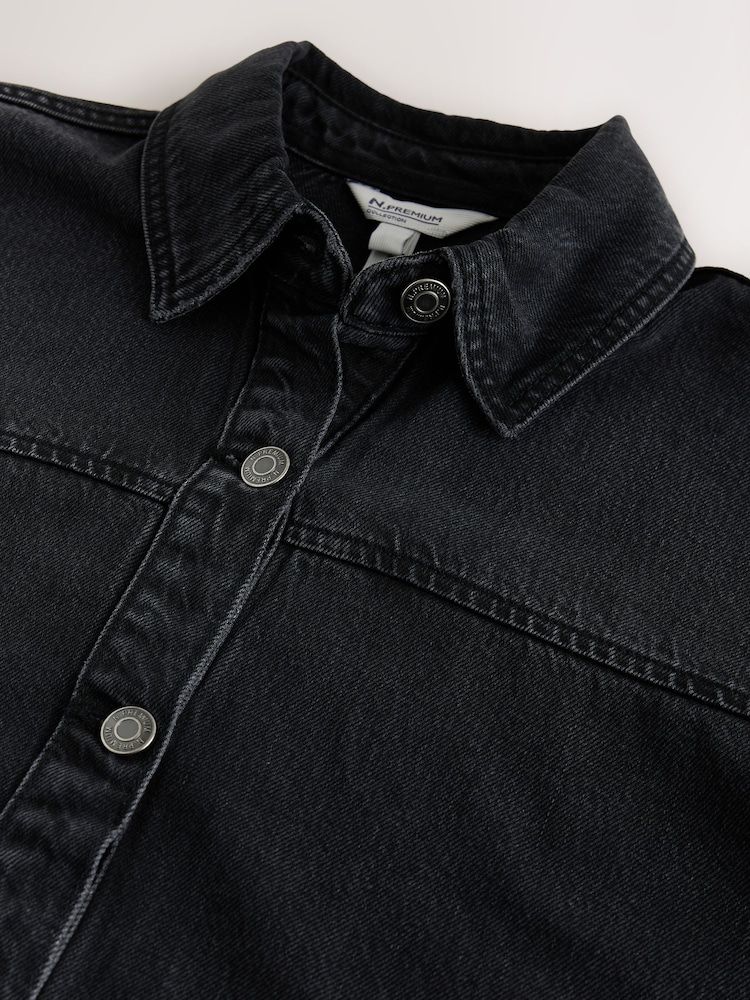 Juoda - N.Premium Boxy Denim Shirt - 7 paveikslėlis iš 7 Juoda - N.Premium Boxy Denim Shirt - 7 paveikslėlis iš 7