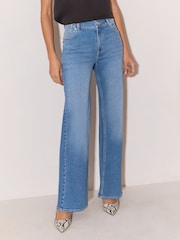 Azul lavado medio - Vaqueros de pernera ancha con cintura ajustable de Lipsy - Imagen 2 de 6