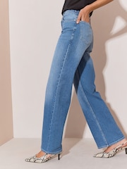 Azul lavado medio - Vaqueros de pernera ancha con cintura ajustable de Lipsy - Imagen 4 de 6