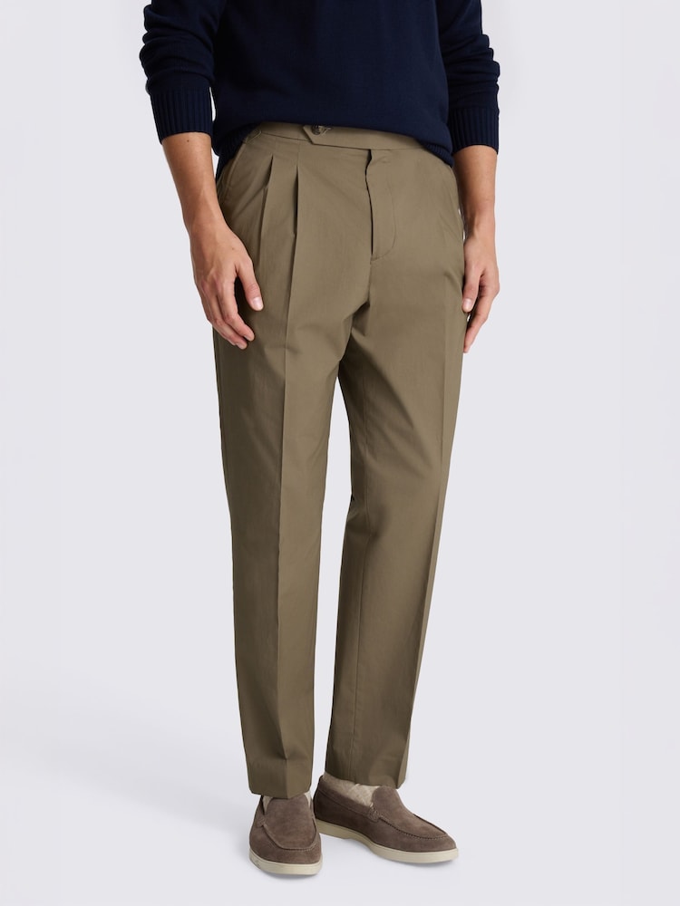 بني فاتح - بنطلون قطني مطوي من MOSS - صورة 1 من 4