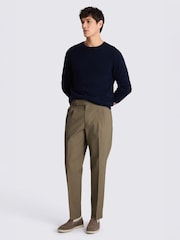 بني فاتح - بنطلون قطني مطوي من MOSS - صورة 4 من 4