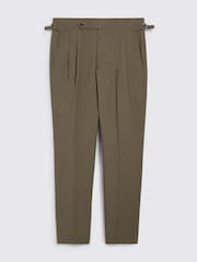 MOSS Taupe Cotton Pleated Trousers - Image 5 of 5