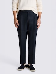 MOSS Blue Linen Pleated Trousers - Image 1 of 4