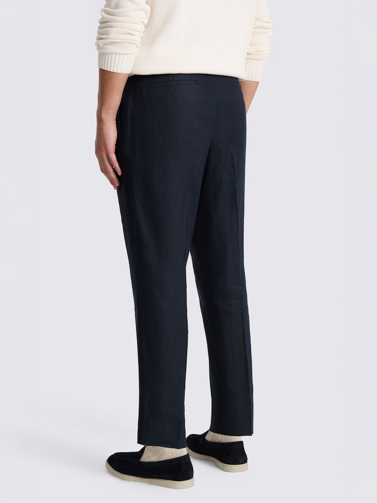 MOSS Blue Linen Pleated Trousers - Image 2 of 4