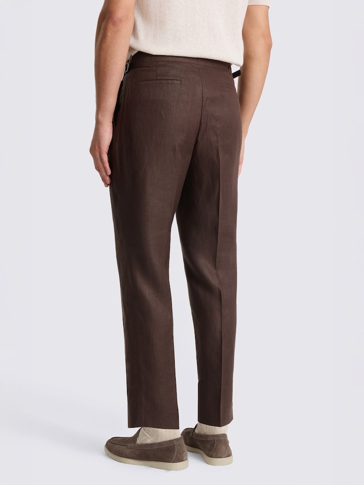 MOSS Brown Linen Pleated Trousers - Image 2 of 4