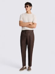 MOSS Brown Linen Pleated Trousers - Image 3 of 4