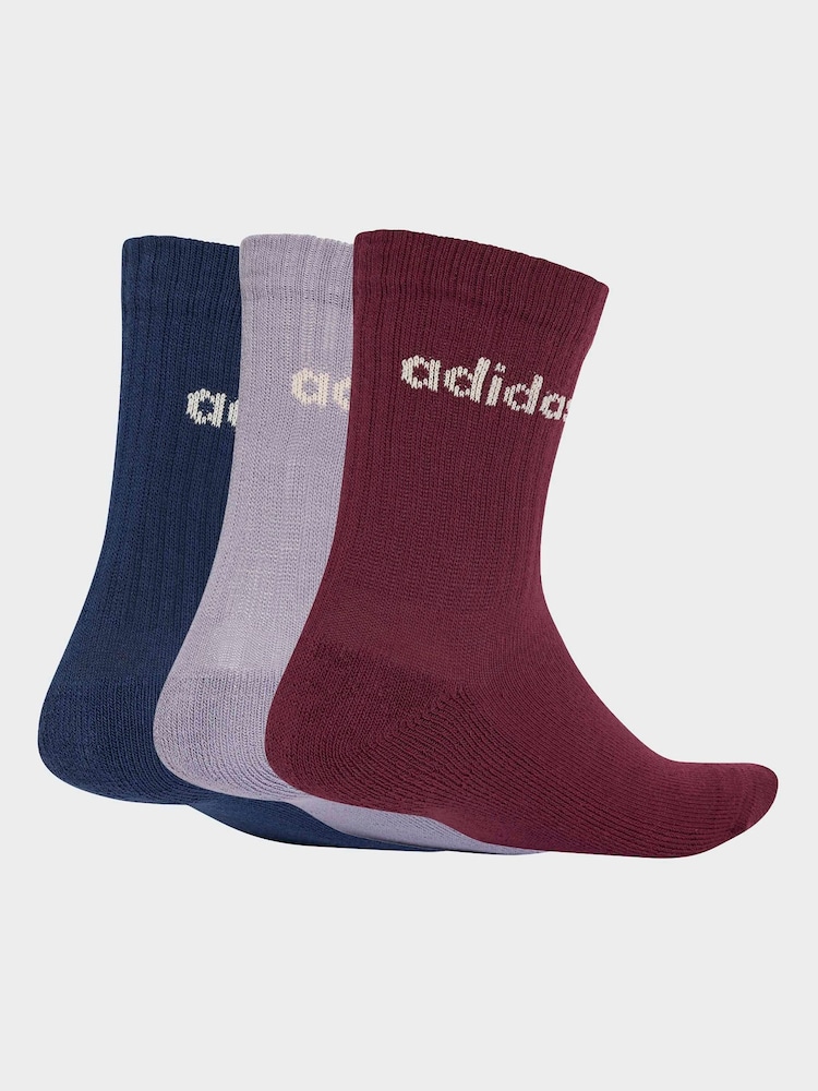 Pula - Adidas Linear Crew Cushioned Socks 3 Pack - Larawan 2 ng 4
