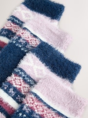 Navy Blue/Purple Fairisle - Super Furry Cosy Socks 2 Pack - Image 4 of 5