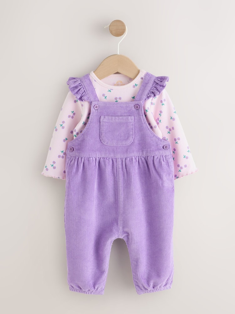 Purple Cord Dungarees and Bodysuit Baby Set 2 Piece (0mths-2yrs) - Image 1 of 7 Purple Cord Dungarees and Bodysuit Baby Set 2 Piece (0mths-2yrs) - Image 1 of 7