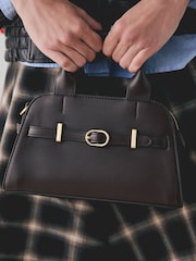 Chocolate Brown Check Hand Held Bag - Image 1 of 10