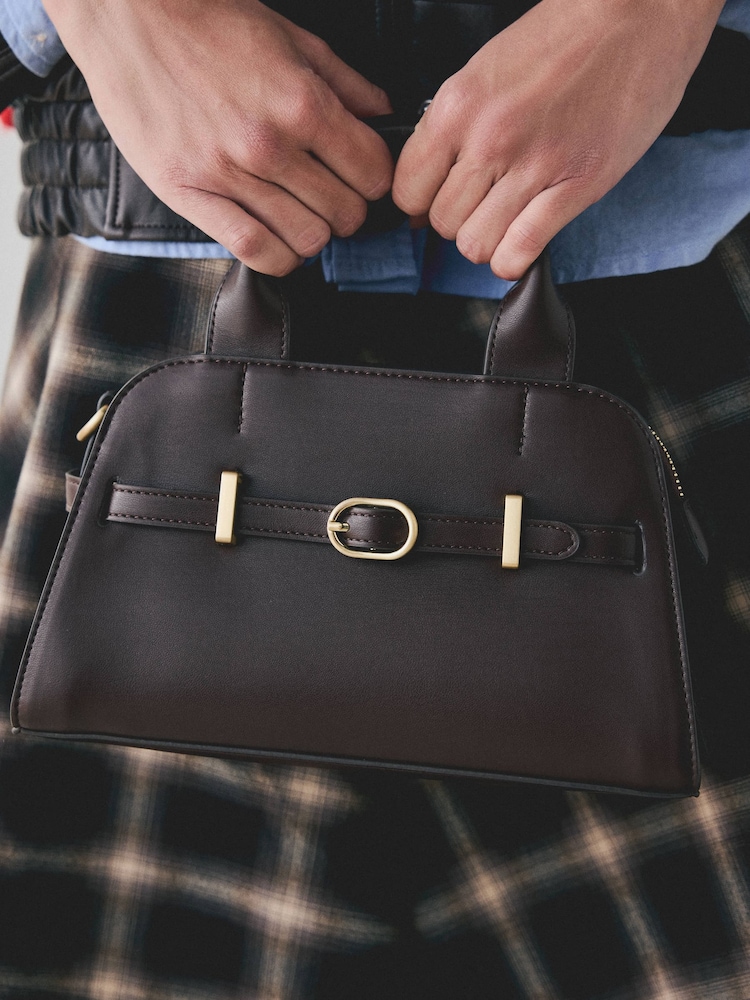 Chocolate Brown Check Hand Held Bag - Image 1 of 10 Chocolate Brown Check Hand Held Bag - Image 1 of 10