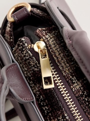 Chocolate Brown Check Hand Held Bag - Image 10 of 10