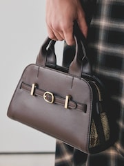 Chocolate Brown Check Hand Held Bag - Image 3 of 10