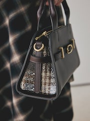 Chocolate Brown Check Hand Held Bag - Image 4 of 10