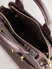 Chocolate Brown Check Hand Held Bag - Image 7 of 10