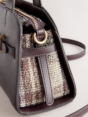 Chocolate Brown Check Hand Held Bag - Image 9 of 10