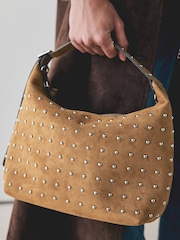 Hellbraun - Suedette Studded Hand Held Bag - Bild 4 von 9