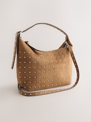 Hellbraun - Suedette Studded Hand Held Bag - Bild 5 von 9