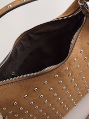 Hellbraun - Suedette Studded Hand Held Bag - Bild 7 von 9