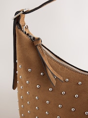Hellbraun - Suedette Studded Hand Held Bag - Bild 8 von 9