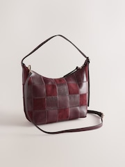Burgunderrot - Suedette Studded Hand Held Bag - Bild 1 von 4