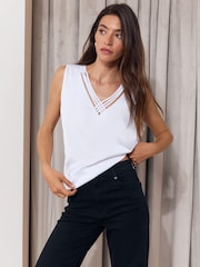 Lipsy White Satin Criss Cross Vest - Image 4 of 5