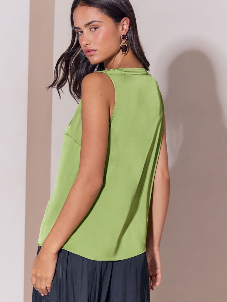 Lipsy Green Satin Criss Cross Vest - Image 5 of 5
