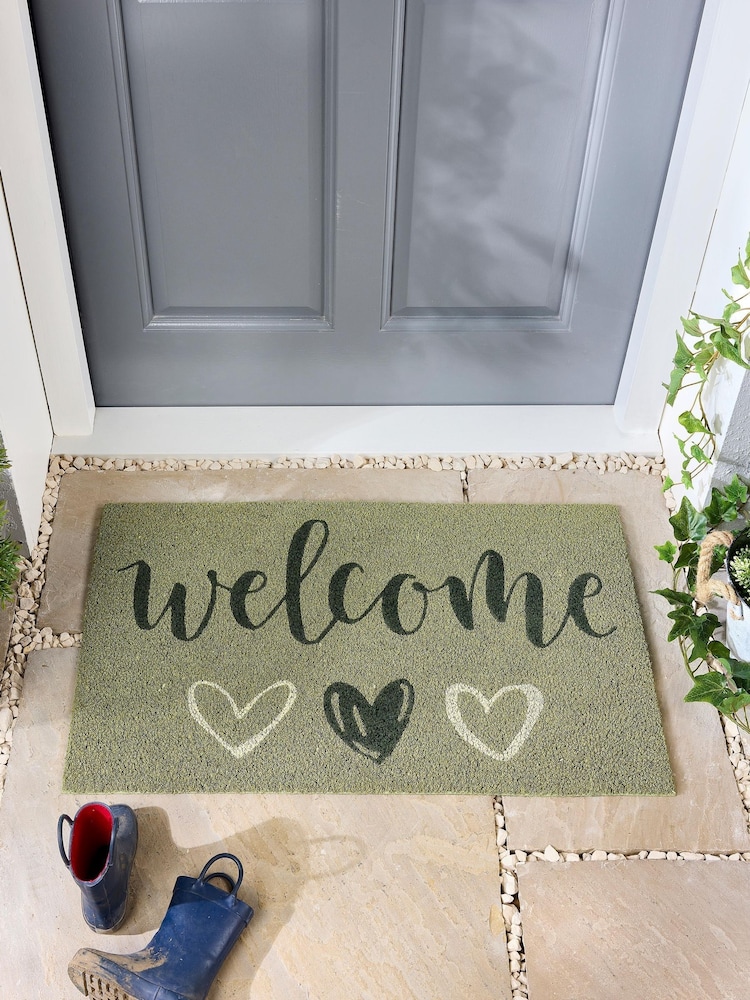 My Mat Green Welcome Coir Doormat - Image 1 of 4