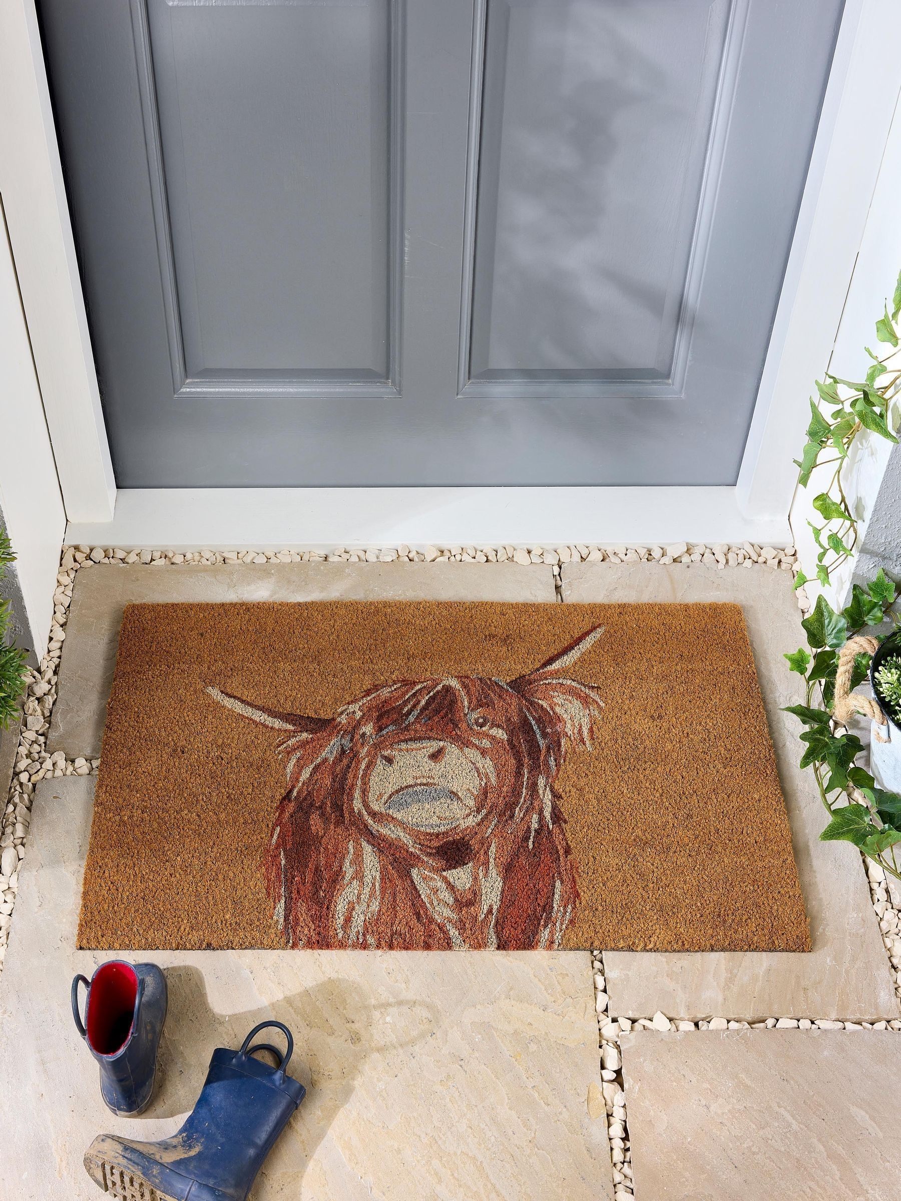 My Mat Natural Highland Cow Coir Doormat