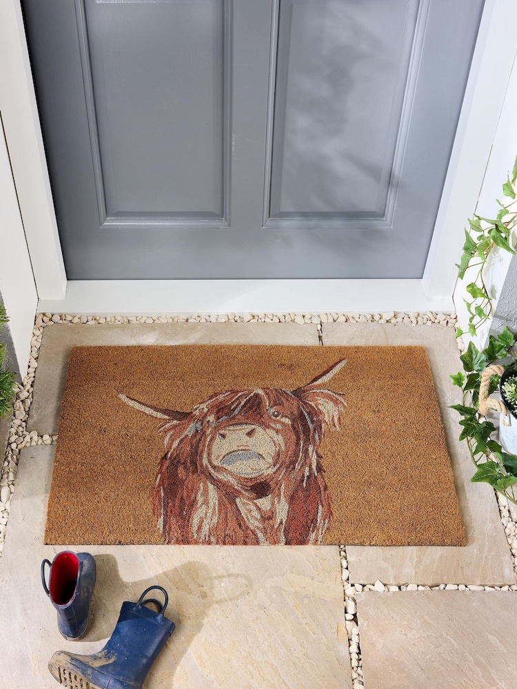 My Mat Natural Highland Cow Coir Doormat - Image 1 of 3