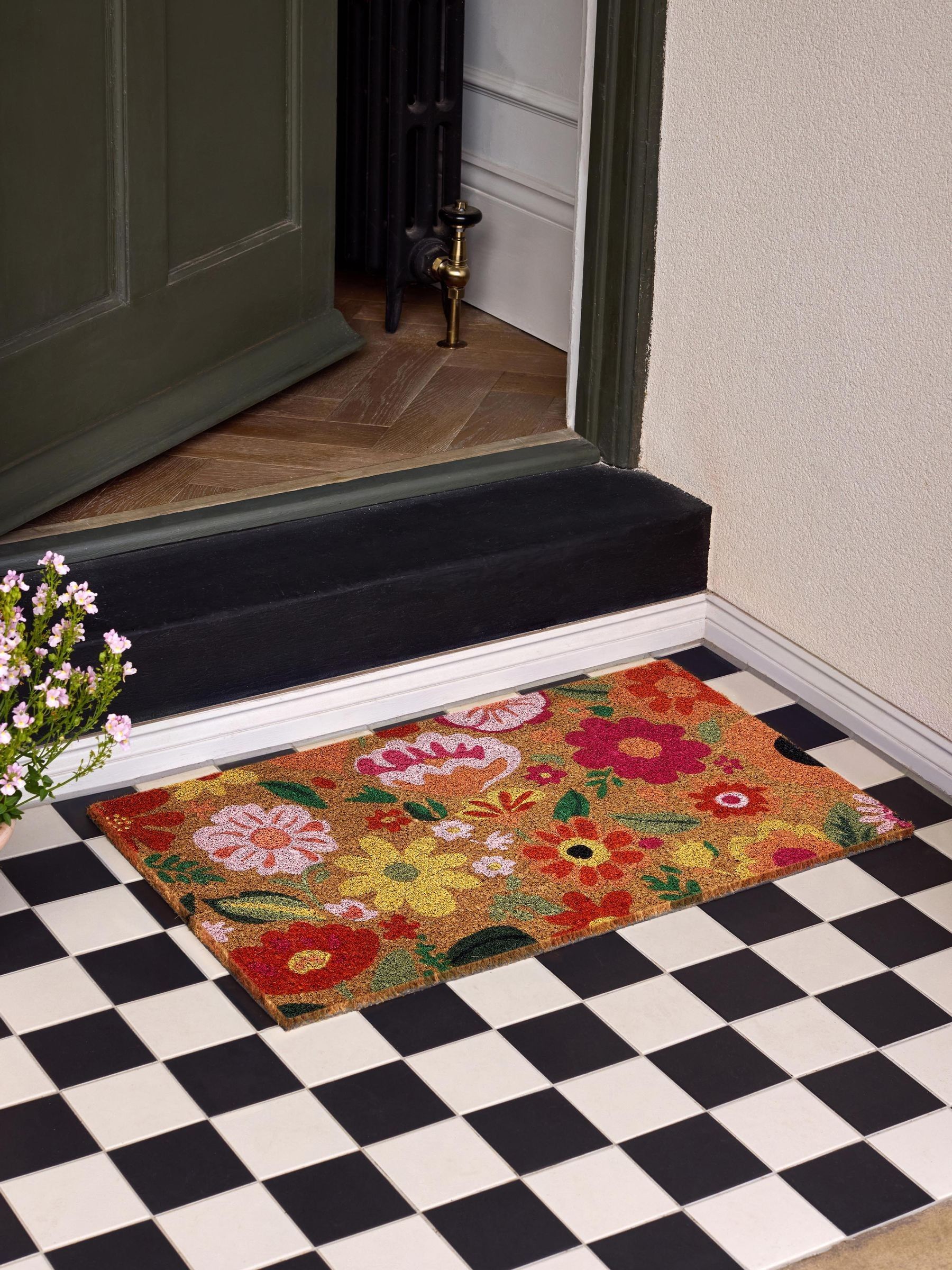 My Mat Pink Bright Blooms Coir Doormat