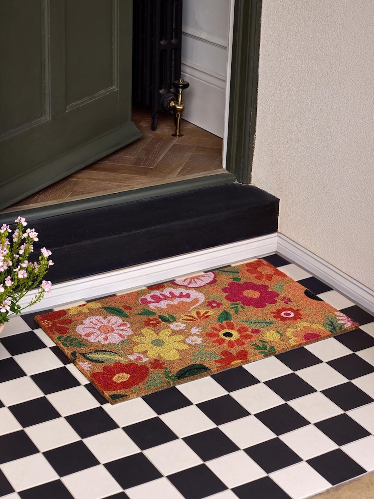 My Mat Pink Bright Blooms Coir Doormat - Image 1 of 3