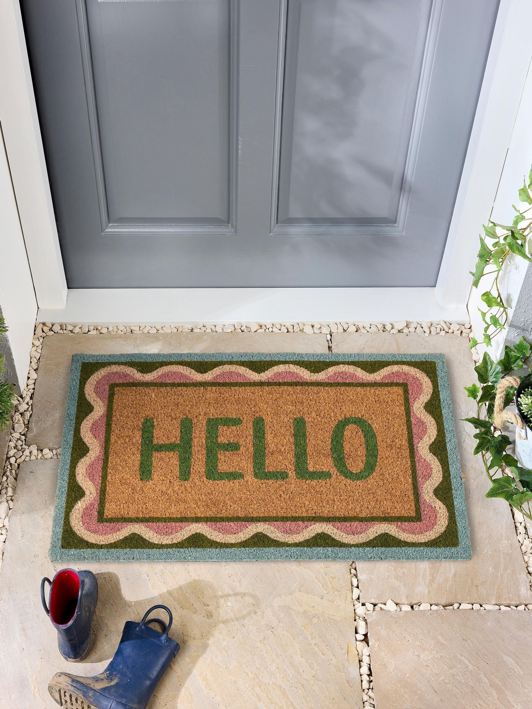 My Mat Natural Hello Scallop Coir Doormat