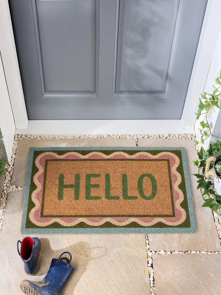 My Mat Natural Hello Scallop Coir Doormat - Image 1 of 4 My Mat Natural Hello Scallop Coir Doormat - Image 1 of 4