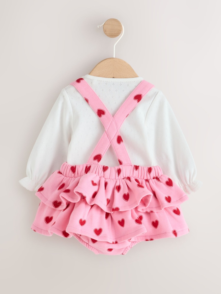 Pink Heart Baby Long Sleeve Bodysuit Bubble Skirt And Tights Set 3 Piece (0mths-2yrs) - Image 2 of 3