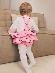Pink Heart Baby Long Sleeve Bodysuit Bubble Skirt And Tights Set 3 Piece (0mths-2yrs) - Image 4 of 8