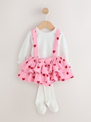 Pink Heart Baby Long Sleeve Bodysuit Bubble Skirt And Tights Set 3 Piece (0mths-2yrs) - Image 6 of 8
