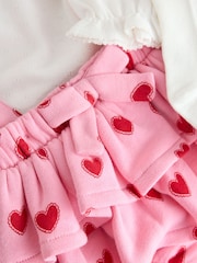 Pink Heart Baby Long Sleeve Bodysuit Bubble Skirt And Tights Set 3 Piece (0mths-2yrs) - Image 9 of 11