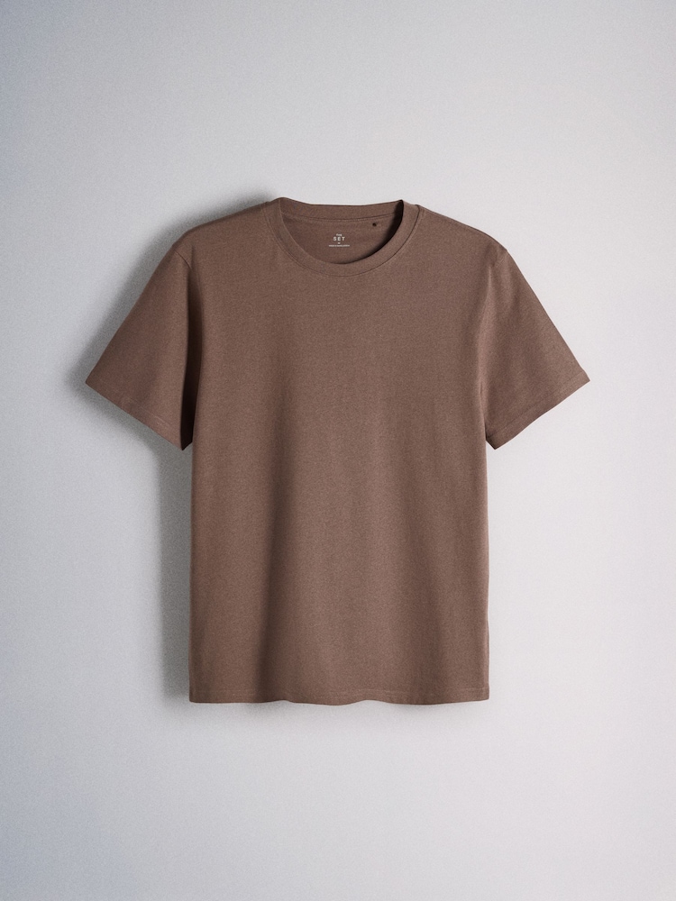 The Set 4 Pack Lightweight Short Sleeve T-Shirts Brown/Cream - Image 2 of 7