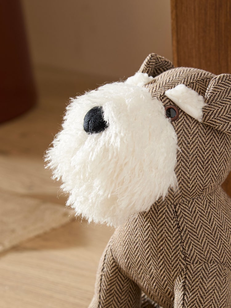 Furn Brown Schnauzer Dog Herringbone Doorstop - Image 2 of 3