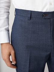 Navy Regular Fit Trimmed Puppytooth Texture Suit Trousers - Image 5 of 9