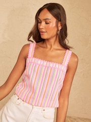 Love & Roses Stripe Ric Rac Trim Cami - Imagen 1 de 4