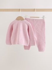 Pink Embroidered Character - Baby Cardigan and Leggings Set 2 Piece (0mths-2yrs) - صورة 2 من 9
