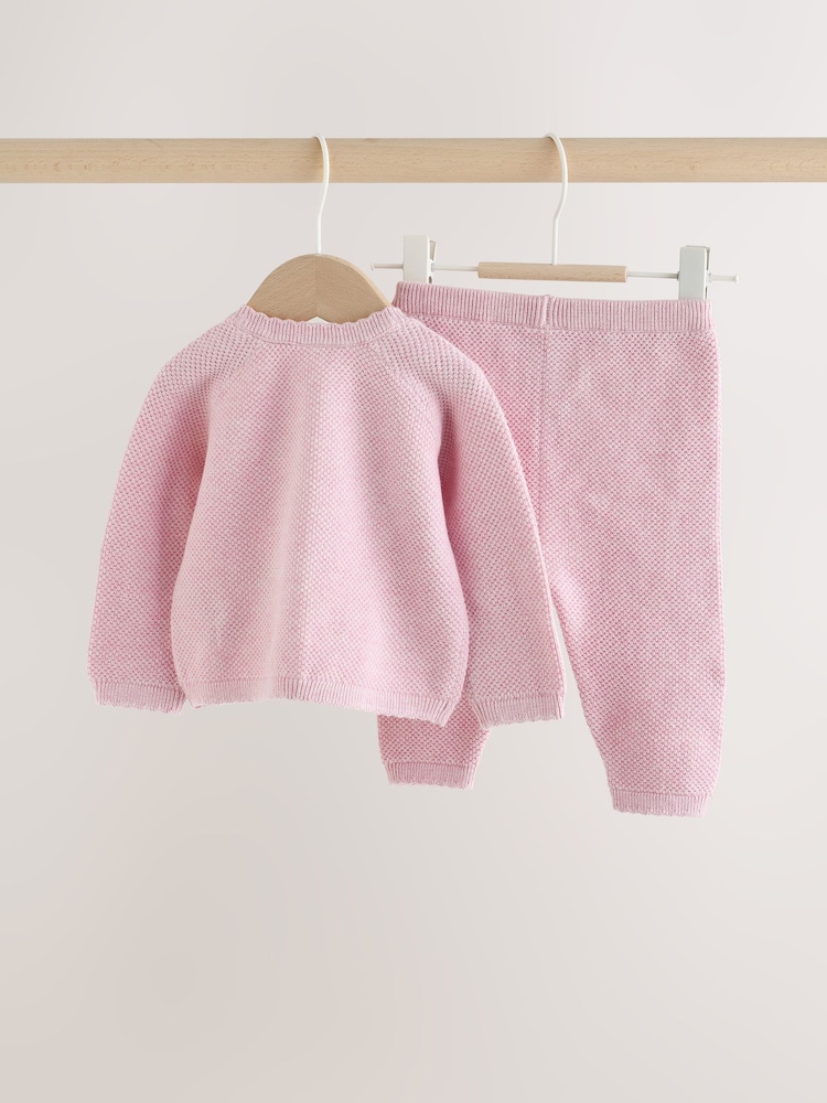 Pink Embroidered Character - Baby Cardigan and Leggings Set 2 Piece (0mths-2yrs) - صورة 2 من 9