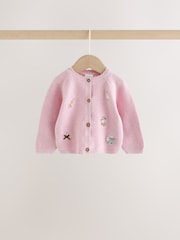 Pink Embroidered Character - Baby Cardigan and Leggings Set 2 Piece (0mths-2yrs) - صورة 3 من 9