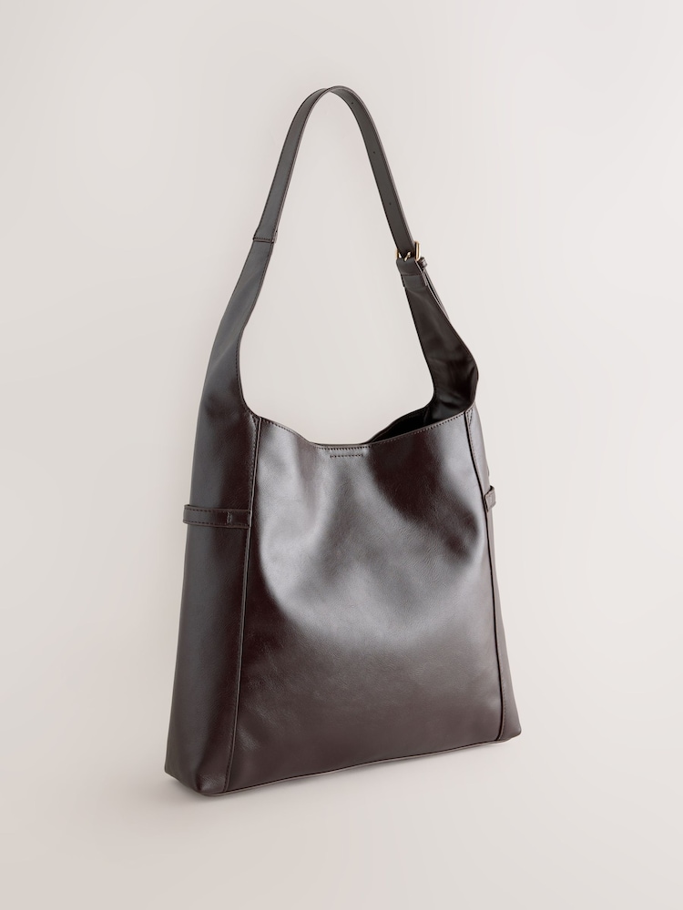 Berry Red Belted Slouchy Shoulder Bag - Image 2 of 5 Berry Red Belted Slouchy Shoulder Bag - Image 2 of 5