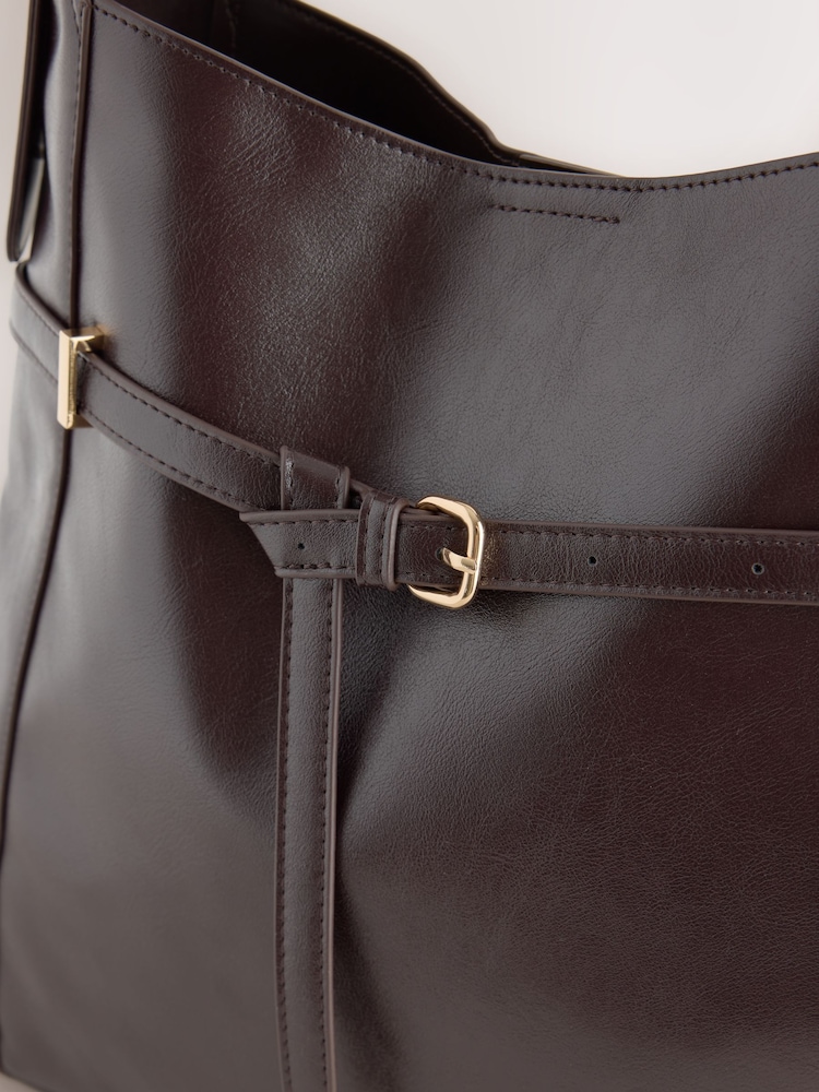 Berry Red Belted Slouchy Shoulder Bag - Image 5 of 5 Berry Red Belted Slouchy Shoulder Bag - Image 5 of 5