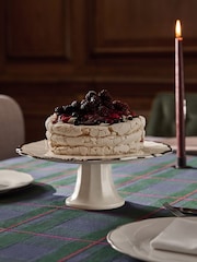 Cream Scalloped Silver Edge Cake Stand - Image 1 of 4
