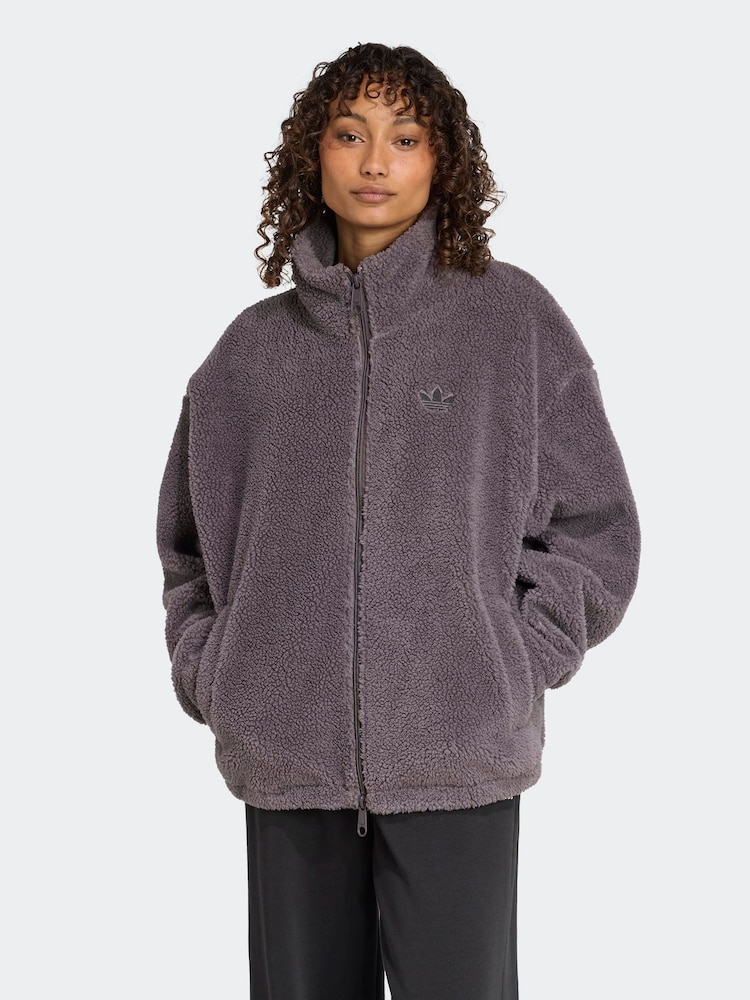 adidas originals Grey Essentials Teddy Jacket - Image 1 of 6 adidas originals Grey Essentials Teddy Jacket - Image 1 of 6