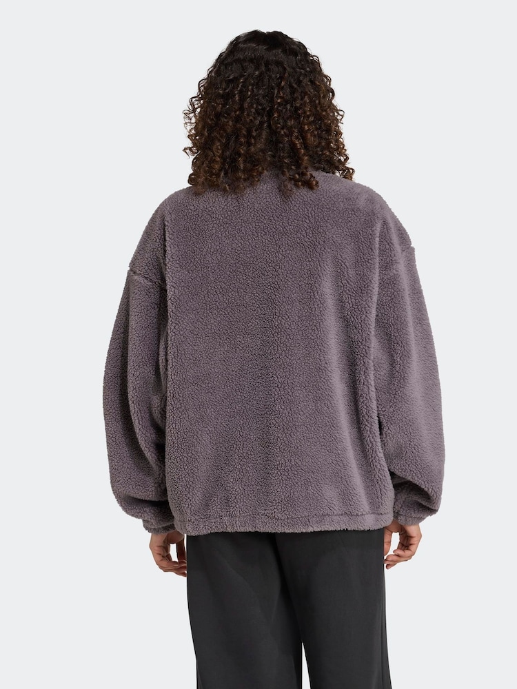 adidas originals Grey Essentials Teddy Jacket - Image 2 of 6 adidas originals Grey Essentials Teddy Jacket - Image 2 of 6
